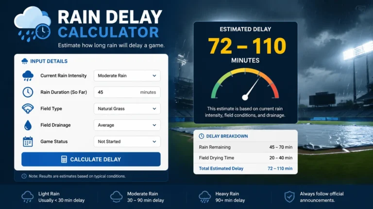 Rain Delay Calculator: Predict Sports and Outdoor Event Delays Instantly